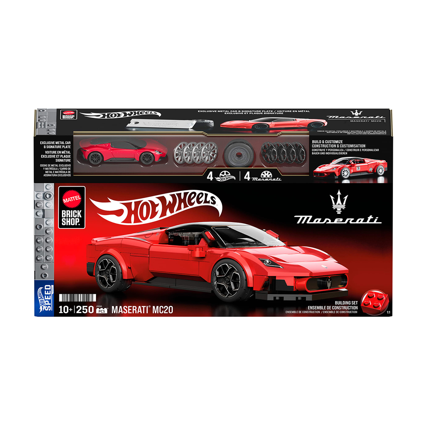 Колекційна машинка-конструктор Hot Wheels Brick Shop Speed Maserati, від 10 років, 250 деталей (JFR90)